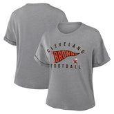 Cleveland Browns Women's Pennant Wave Tribute Tri-Blend Boxy T-Shirt Heather Gray | Fanatics