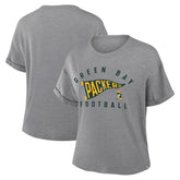 Green Bay Packers Women's Pennant Wave Tribute Tri-Blend Boxy T-Shirt Heather Gray | Fanatics
