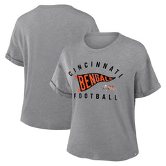 Cincinnati Bengals Women's Pennant Wave Tribute Tri-Blend Boxy T-Shirt Heather Gray | Fanatics