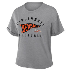Cincinnati Bengals Women's Pennant Wave Tribute Tri-Blend Boxy T-Shirt Heather Gray | Fanatics