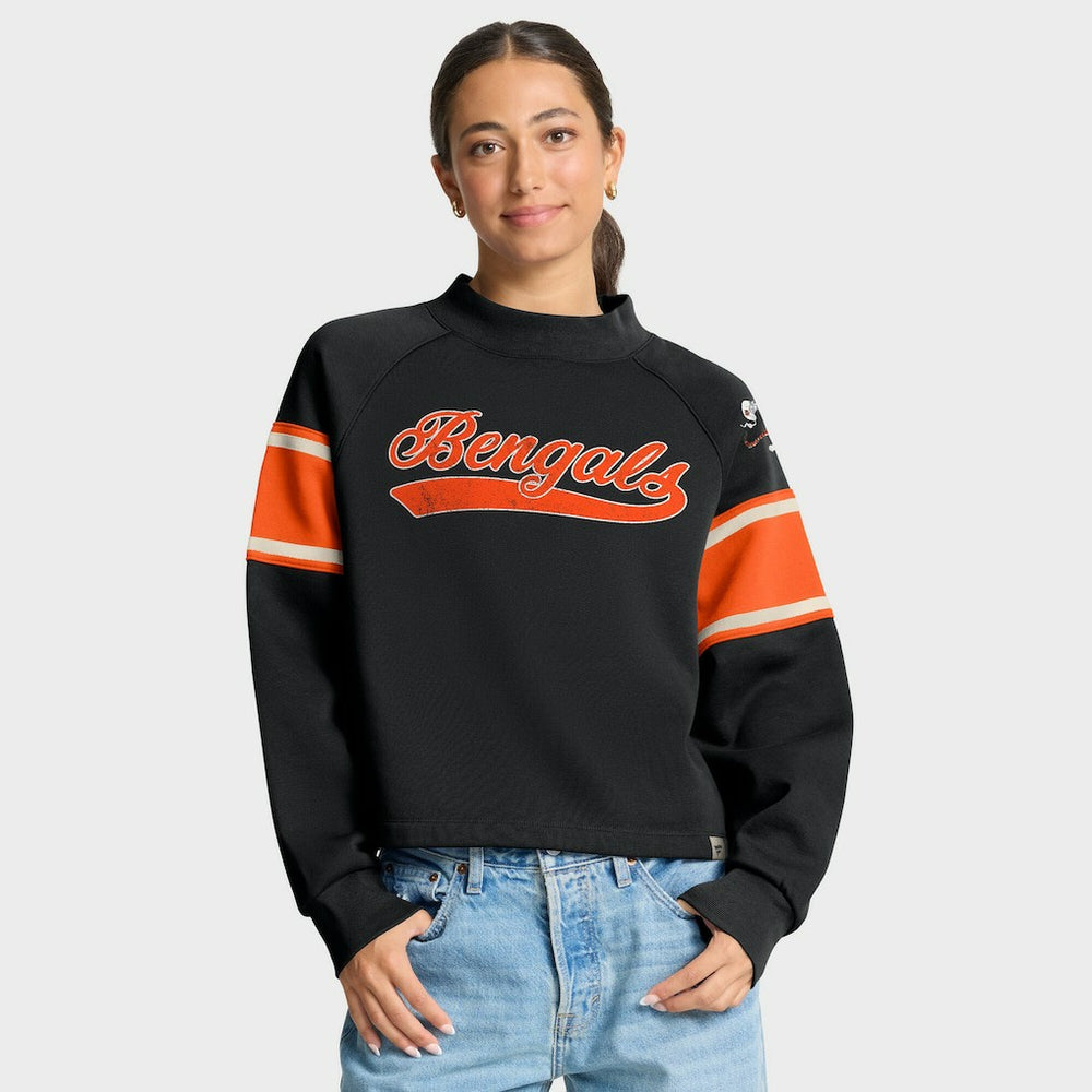Cincinnati Bengals Oversized Hometown Toss Sweep Mock Neck Pullover Black | Fanatics