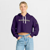 Baltimore Ravens Women's Oversized Hometown Heritage Cropped Hoodie Purple | Fanatics