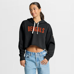 Cincinnati Bengals Women's Oversized Hometown Heritage Cropped Hoodie Black | Fanatics
