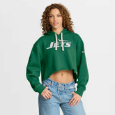 New York Jets Women's Oversized Hometown Heritage Cropped Hoodie Kelly Green | Fanatics