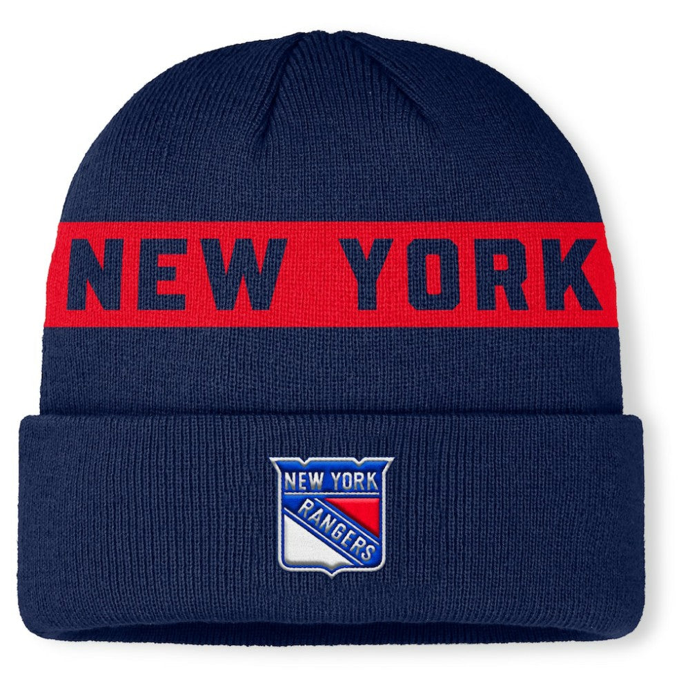 New York Rangers Fanatics Authentic Pro Rink Cuffed Knit Hat - Navy - NHL