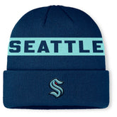 Seattle Kraken Fanatics Authentic Pro Rink Cuffed Knit Hat - Deep Sea Blue - NHL