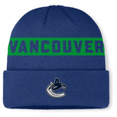 Vancouver Canucks Fanatics Authentic Pro Rink Cuffed Knit Hat - Blue - NHL