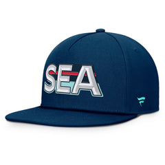 Seattle Kraken Fanatics Authentic Pro Rink Team Code Snapback Hat - Deep Sea Blue - NHL
