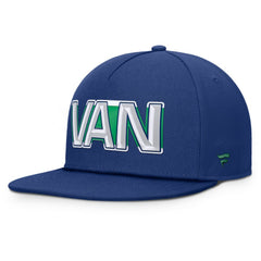 Vancouver Canucks Fanatics Authentic Pro Rink Team Code Snapback Hat - Blue - NHL