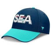 Seattle Kraken Fanatics Authentic Pro Rink Team Code Flex Hat - Deep Sea Blue/Light Blue - NHL