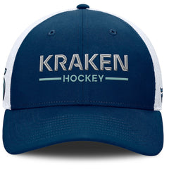 Seattle Kraken Fanatics Authentic Pro Rink Lockup Adjustable Trucker Hat - Deep Sea Blue/White - NHL