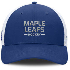 Toronto Maple Leafs Fanatics Authentic Pro Rink Lockup Adjustable Trucker Hat - Blue/White - NHL