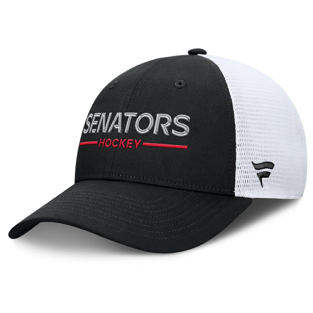 Ottawa Senators Fanatics Authentic Pro Rink Lockup Adjustable Trucker Hat - Black/White - NHL