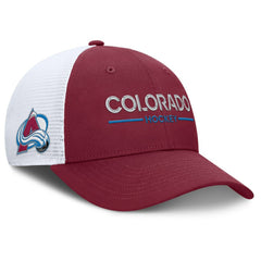 Colorado Avalanche Fanatics Authentic Pro Rink Lockup Adjustable Trucker Hat - Burgundy/White - NHL
