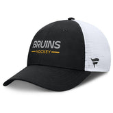 Boston Bruins Fanatics Authentic Pro Rink Lockup Adjustable Trucker Hat - Black/White - NHL