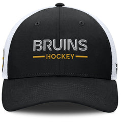 Boston Bruins Fanatics Authentic Pro Rink Lockup Adjustable Trucker Hat - Black/White - NHL
