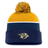 Nashville Predators Fanatics Authentic Pro Rink Cuffed Knit Hat with Pom - Navy - NHL