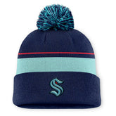 Seattle Kraken Fanatics Authentic Pro Rink Cuffed Knit Hat with Pom - Deep Sea Blue - NHL