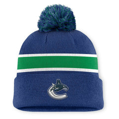 Vancouver Canucks Fanatics Authentic Pro Rink Cuffed Knit Hat with Pom - Blue - NHL
