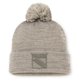 New York Rangers Fanatics Authentic Pro Road Cuffed Knit Hat with Pom - Tan - NHL