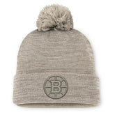 Boston Bruins Fanatics Authentic Pro Road Cuffed Knit Hat with Pom - Tan - NHL