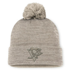 Pittsburgh Penguins Fanatics Authentic Pro Road Cuffed Knit Hat with Pom - Tan - NHL