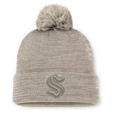 Seattle Kraken Fanatics Authentic Pro Road Cuffed Knit Hat with Pom - Tan - NHL
