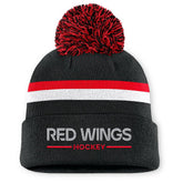 Detroit Red Wings Fanatics Women's Authentic Pro Rink Cuffed Knit Hat with Pom - Black - NHL