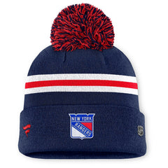 New York Rangers Fanatics Women's Authentic Pro Rink Cuffed Knit Hat with Pom - Navy - NHL