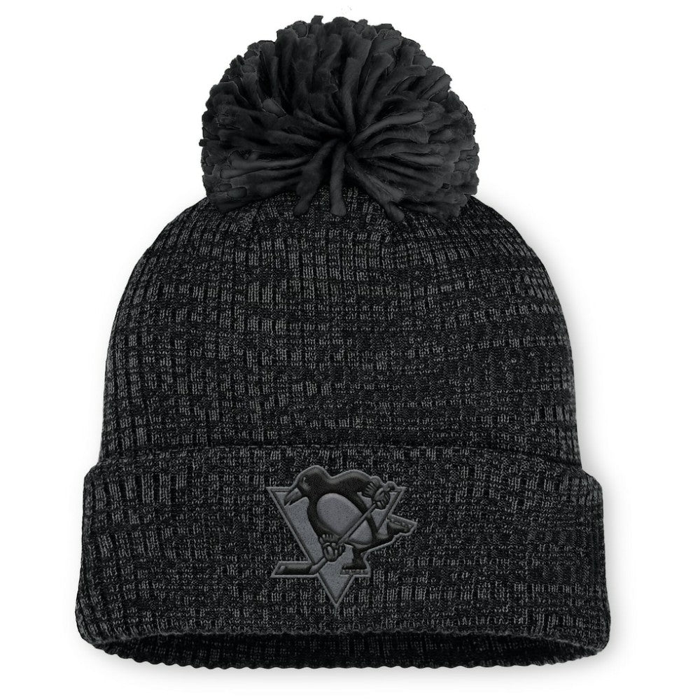 Pittsburgh Penguins Fanatics Women's Authentic Pro Road Cuffed Knit Hat with Pom - Black - NHL