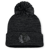 Chicago Blackhawks Fanatics Women's Authentic Pro Road Cuffed Knit Hat with Pom - Black - NHL