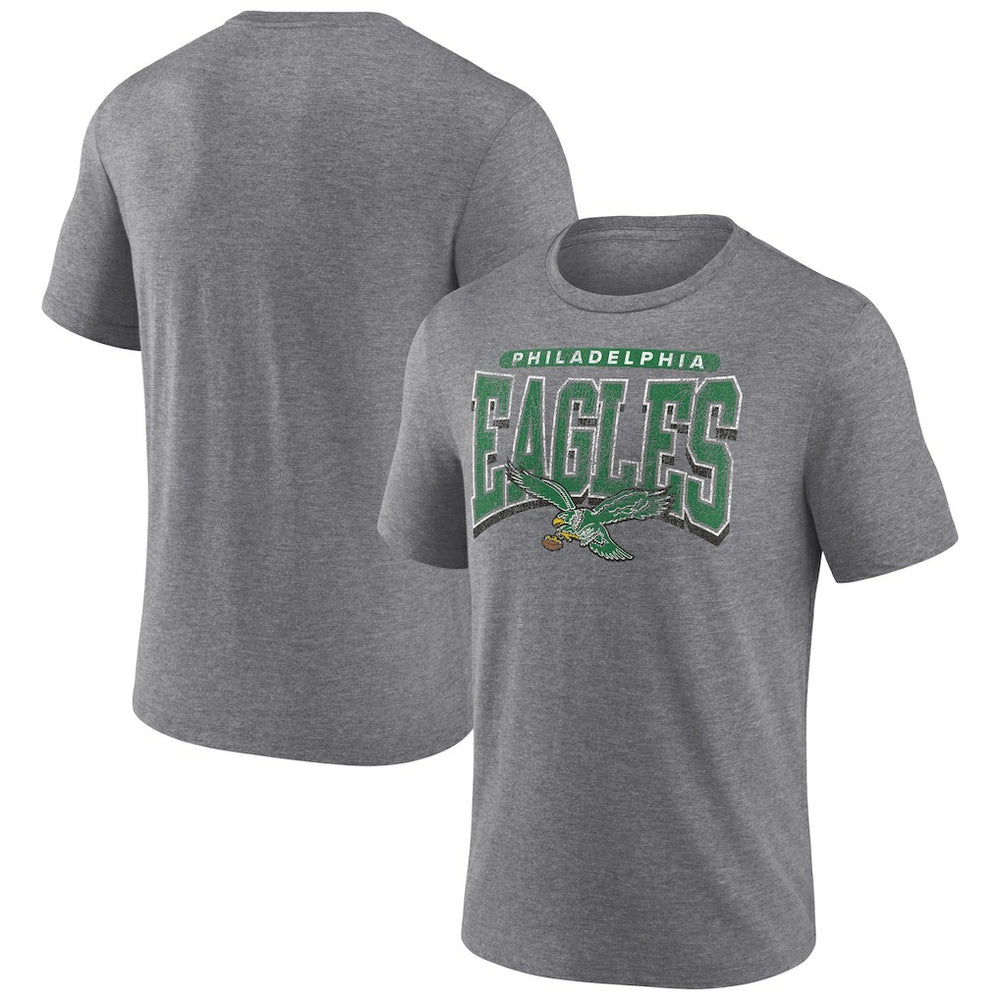 Philadelphia Eagles Warped Block Tri-Blend T-Shirt Heather Gray | NFL