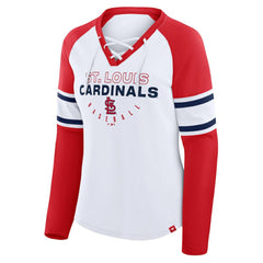 St. Louis Cardinals Fanatics Women's Blitz Package Raglan Lace-Up V-Neck Long Sleeve T-Shirt - MLB