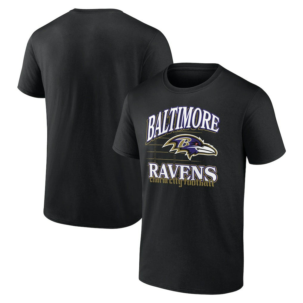Baltimore Ravens Retro Gridiron T-Shirt Black | NFL
