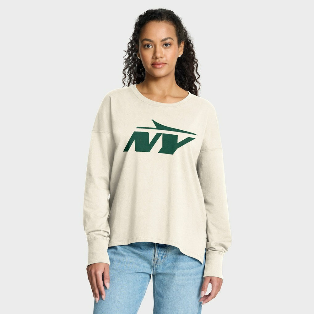 New York Jets Women's Dove Legacy Long Sleeve T-Shirt Cream | Fanatics