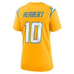 Justin Herbert Los Angeles Chargers Women's Alternate Charger Power Game Jersey Gold | Nike for Sale