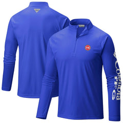 Detroit Pistons Terminal Tackle Raglan Omni-Shade Quarter-Zip Jacket Blue - NBA