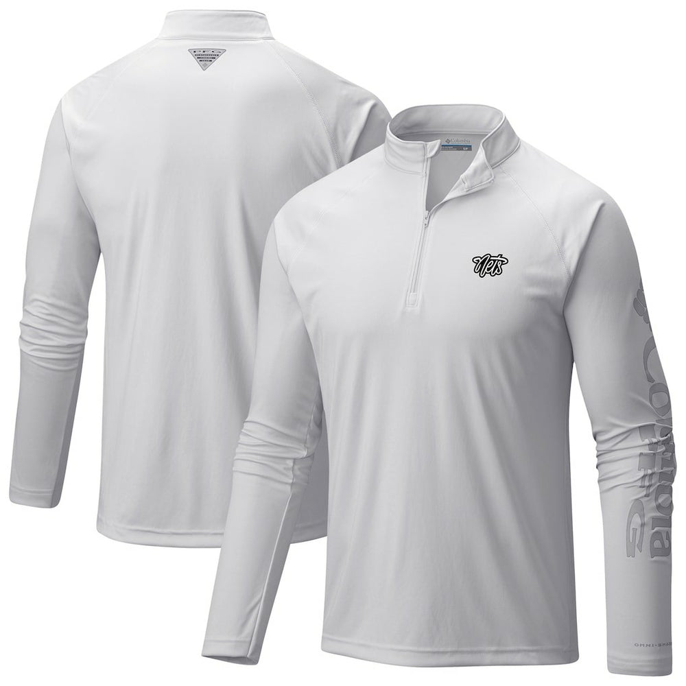 Brooklyn Nets Terminal Tackle Raglan Omni-Shade Quarter-Zip Jacket White - NBA