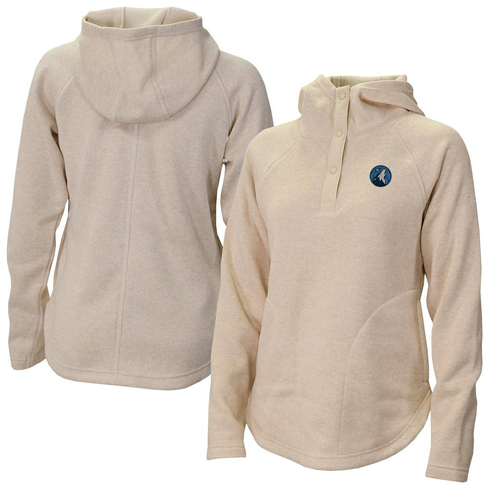 Minnesota Timberwolves Women's Sweater Weather Quarter-Snap Hoodie Cream - NBA