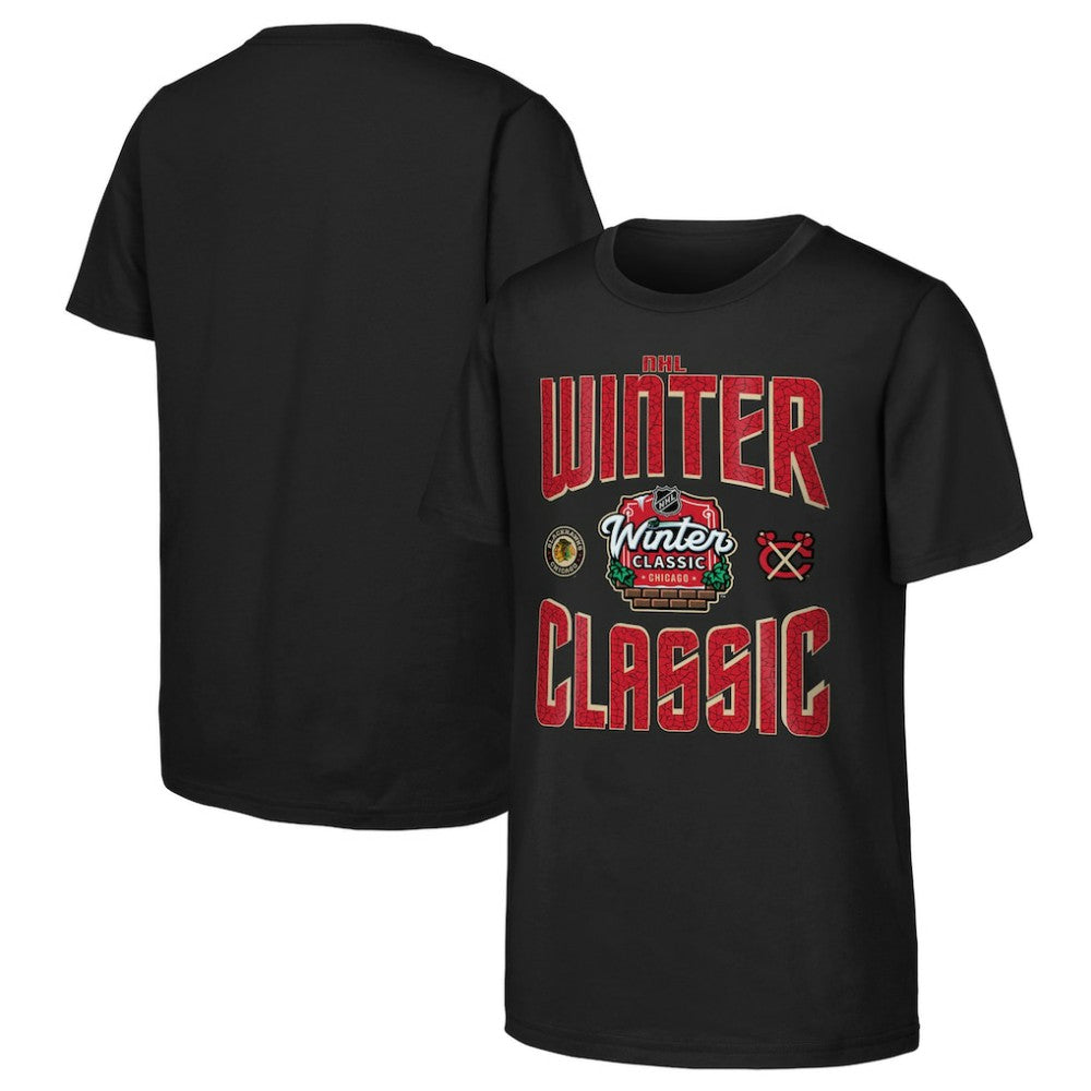 Chicago Blackhawks Youth 2025 NHL Winter Classic Game Day T-Shirt - Black - NHL