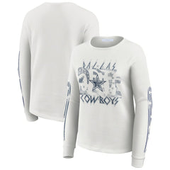 Dallas Cowboys WEAR by Erin Andrews Women's Graphic Waffle Long-Sleeve T-Shirt White | NFL