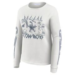 Dallas Cowboys WEAR by Erin Andrews Women's Graphic Waffle Long-Sleeve T-Shirt White | NFL