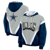 Dallas Cowboys WEAR by Erin Andrews Women's Plus Size Retro Crinkle Full-Zip Hoodie Windbreaker Jacket Navy/Gray | NFL