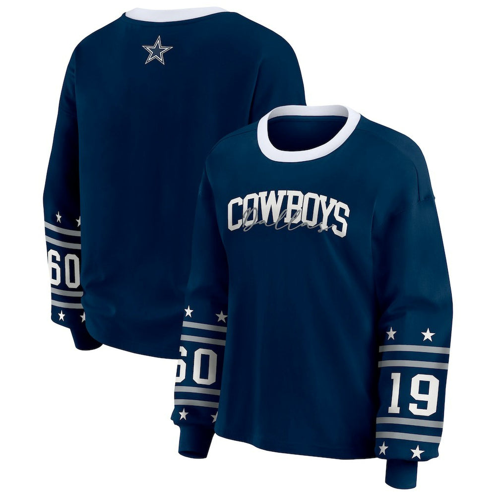 Dallas Cowboys WEAR by Erin Andrews Women's Sport Long-Sleeve T-Shirt Navy | NFL