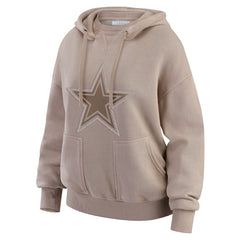 Dallas Cowboys WEAR by Erin Andrews Women's Washed Pullover Crewdie Tan | NFL