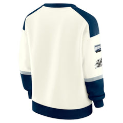 Dallas Cowboys WEAR by Erin Andrews Women's Racing Crew V-Neck Sweatshirt Cream | NFL