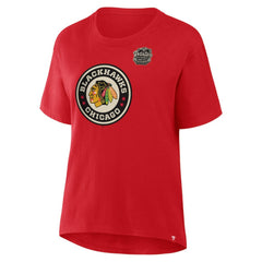 Chicago Blackhawks Fanatics Women's 2025 Winter Classic Primary Logo T-Shirt - Athletic Red - NHL