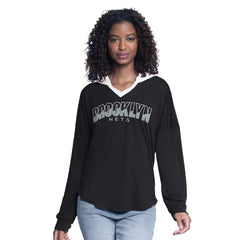 Brooklyn Nets G-III 4Her by Carl Banks Women's Bench Player Oversized Long Sleeve Hooded Top Black - NBA