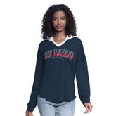 New Orleans Pelicans G-III 4Her by Carl Banks Women's Bench Player Oversized Long Sleeve Hooded Top Navy - NBA