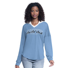 Memphis Grizzlies G-III 4Her by Carl Banks Women's Bench Player Oversized Long Sleeve Hooded Top Light Blue - NBA